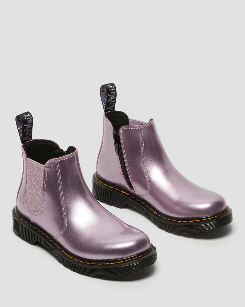 Kids' Dr Martens Junior 2976 Metallic Chelsea Boots Pink | AU 668XYU